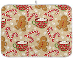Christmas Gingerbread Man Candy Cane Dish Drying Mat by Wamika