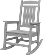 SERWALL Oversized Outdoor Rocking Chair, All-Weather Patio Rocking Chair, HDPE Porch Rocker for Adults, Light Gray by SERWALL