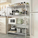 Xcity Storage Shelves, 4 Tier Heavy Duty Metal Shelving Unit with Wheels, 1600 LBS Capacity Adjustable Steel Wire Shelf Organizer for Pantry, Kitchen, Garage, 18" D x 36" W x 60" H, Chrome - Image 4