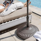 wikiwiki 80 Lbs HDPE Round Patio Umbrella Base, Weighted Umbrella Stands Fits 1.5-1.9in Poles for Garden, Lawn, Deck, Backyard & Pool, Brown - Image 5