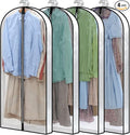 50" Clear Garment Bags for Hanging Clothes W/ 4" Gussetes, 4 Packs Suit Bags by Perber