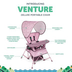 Baby Delight Go with Me Venture Portable Chair | Indoor and Outdoor | Sun Canopy | 3 Child Growth Stages | Canyon Rose - Image 3
