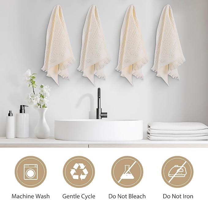 Boho Bathroom Decor Hand Towel 4 Pack 100% Turkish Cotton 14 x 30 Inch Boho - Image 5
