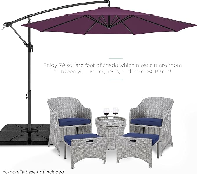 Best Choice Products 10ft Offset Cantilever Hanging Market Patio Umbrella, 8 Sturdy Ribs, Easy Adjustment - Amethyst Purple - Image 2
