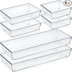 Criusia 6 Pcs Large Size Clear Drawer Organizer Set, Acrylic Non Slip Non by Criusia