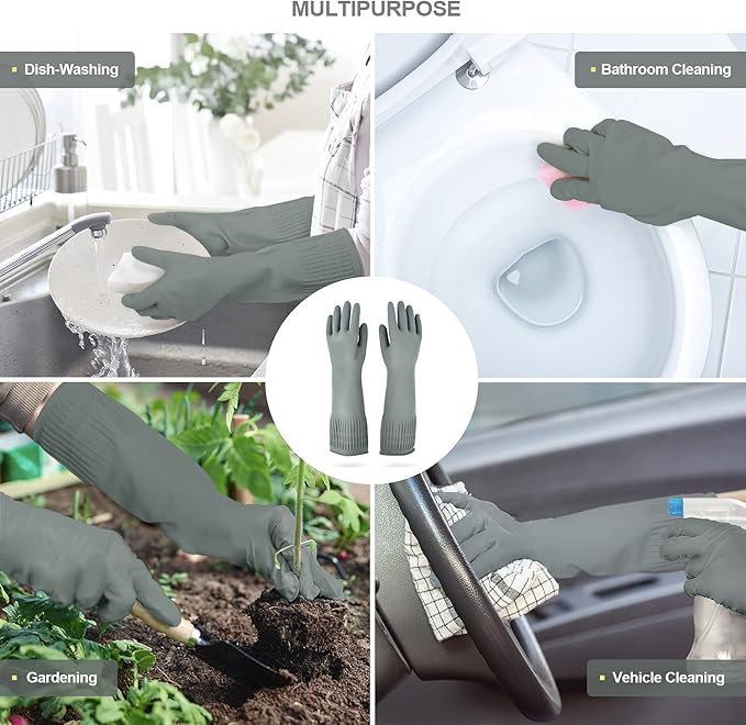 MAMISON Reusable Household Dishwashing Cleaning Rubber Gloves, Non-Slip Kitchen - Image 4