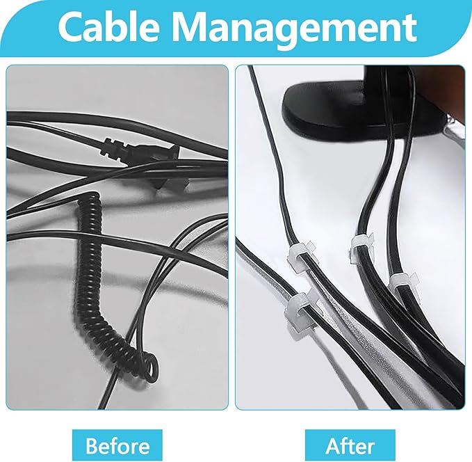 100PCS Cable Clips, Adhesive Wire Clips Organizer Cord Clips Management - Image 6