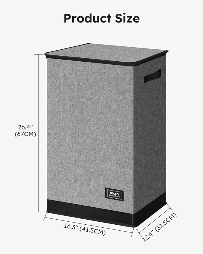 SOLEDI Laundry Hamper with Lid 90L Large & Tall Collapsible Laundry Basket - Image 3