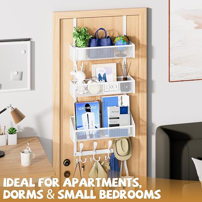 Over The Door Hooks Organizer, Coat Rack Over The Door Storage Hanger Towel Rack - Image 7