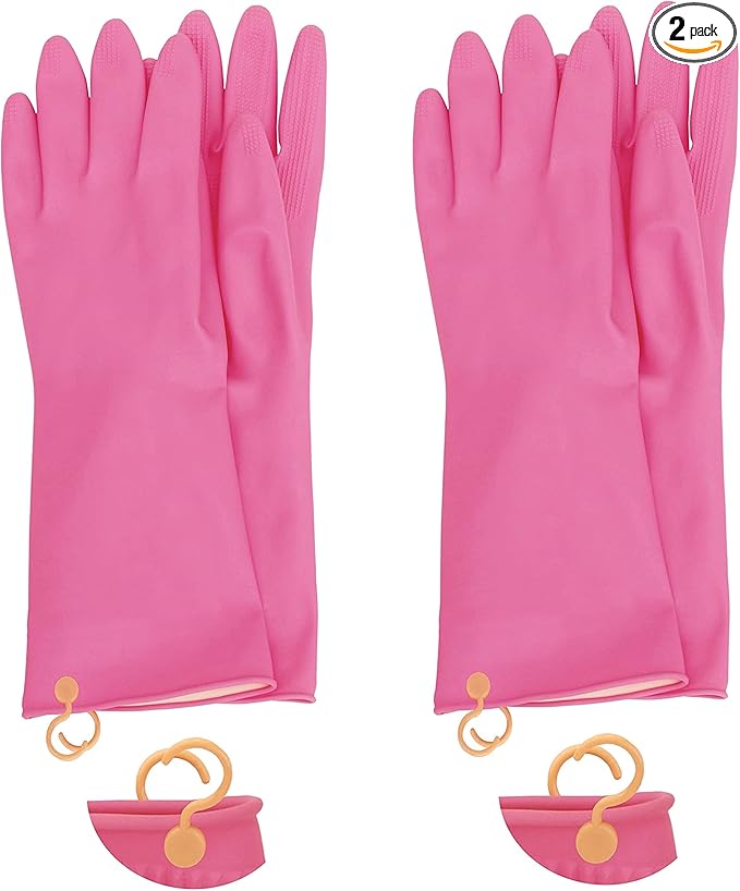 Myungjin 2 Pairs Reusable Waterproof Non-Slip Honeycomb Grip Latex Rubber Gloves by Myungjin