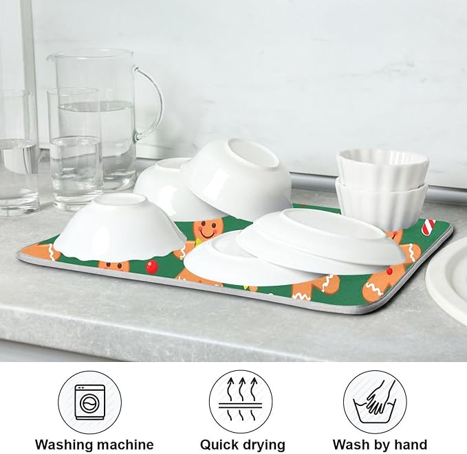 Christmas Gingerbread Man Dish Drying Mat - Image 7