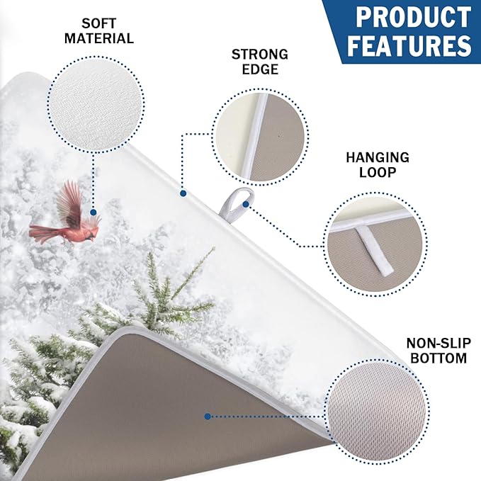 Winter Forest Dish Drying Mat for Kitchen Counter Silvery White Pine Trees Snow - Image 3