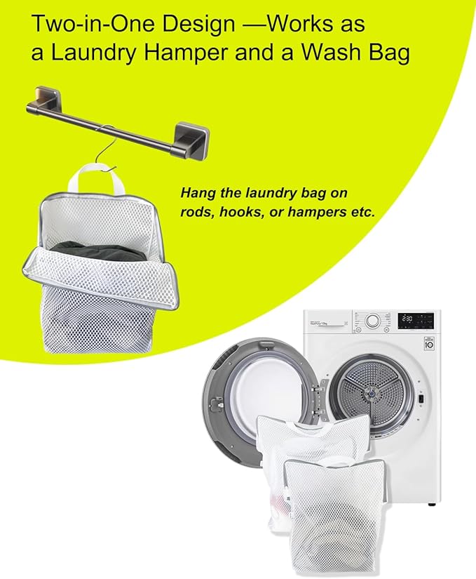 2-Pack Hanging Laundry Bag for Washing Machine, Large & XL Mesh Laundry Bags - Image 8