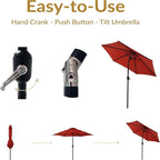 Sunnydaze Outdoor Patio Umbrella - Polyester Table Market Umbrella with Push-Button Tilt and Crank - 6 Sturdy Ribs - Burnt Orange - 7.5ft - Image 3