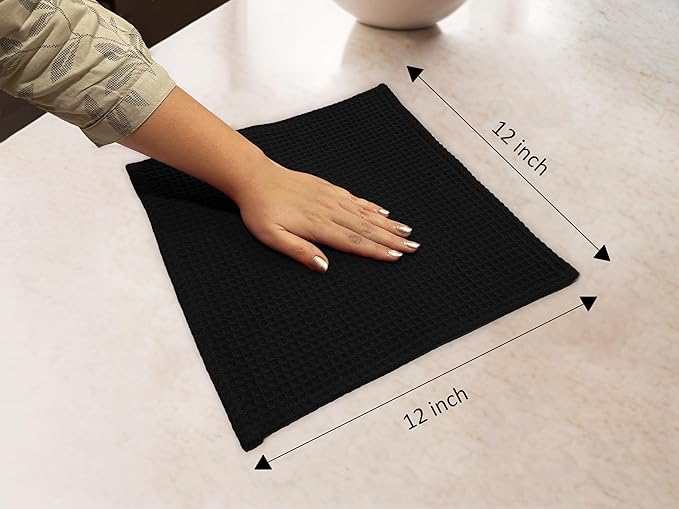 Encasa XO' Waffle Weave Face & Hand Towels – 12"x12", Kitchen & Travel – Small - Image 3