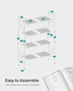 SONGMICS 4-Tier Metal Storage Rack, Shelving Unit with X Side Frames, Dense Mesh, 12.6 x 31.5 x 44.3 Inches, for Entryway, Kitchen, Living Room, Bathroom, Industrial Style, Ink Black UBSC184B01 - Image 8