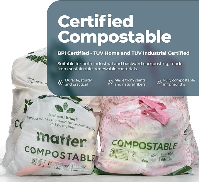Matter Compostable Variety Pack 3 Gallon and 13 Gallon Kitchen Trash Bags - Image 7