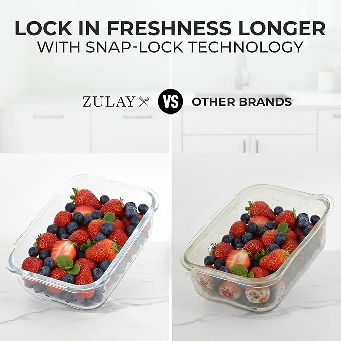 Zulay Kitchen 5 Piece Large Glass Tupperware Container Set - Image 4