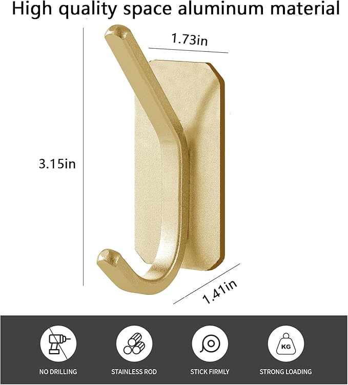 Paoli Heavy-Duty Adhesive Coat Hooks, Self-Adhesive Hooks, Maximum Load - Image 2