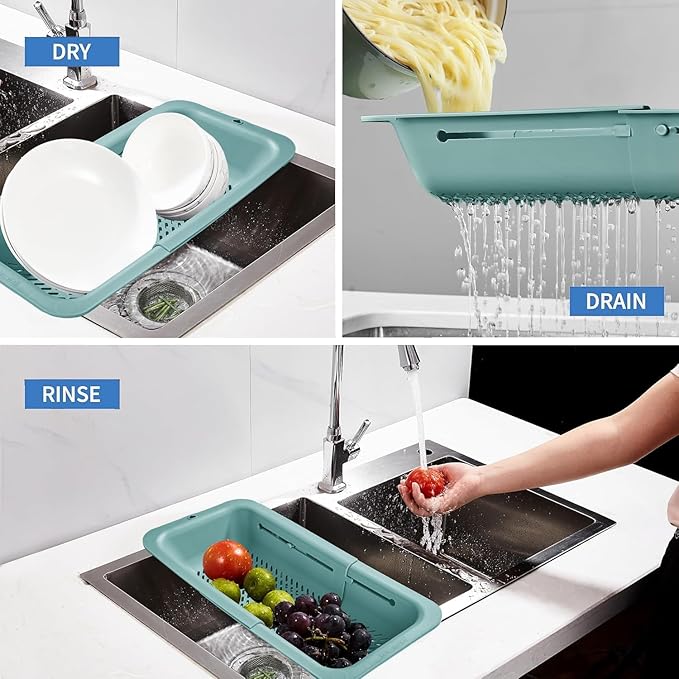 LASSHSWA Collapsible Colander for Kitchen, Over the Sink Strainer Basket for - Image 3