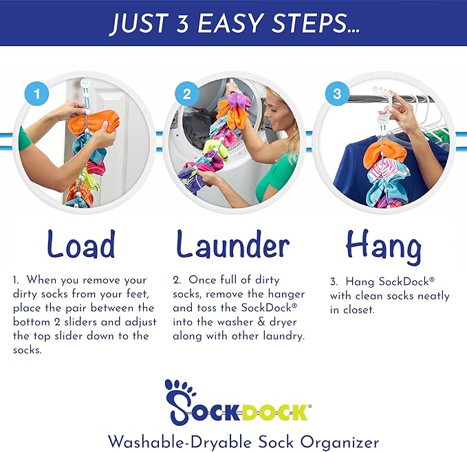Sock Laundry Solution for Washing Drying & Storing Socks in Pairs, Clip & Hold - Image 8