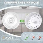 Mudder 3 Pcs Kitchen Sink Drain Strainer and Stopper Stainless Steel Garbage - Image 3