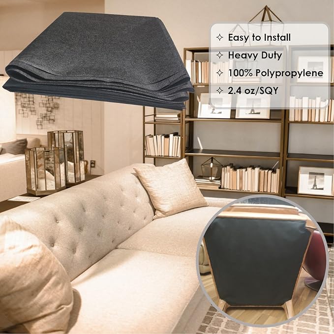 3 yds. X 63 ins. Upholstery Dust Cover Fabric Replacement, Non-Woven Black - Image 2