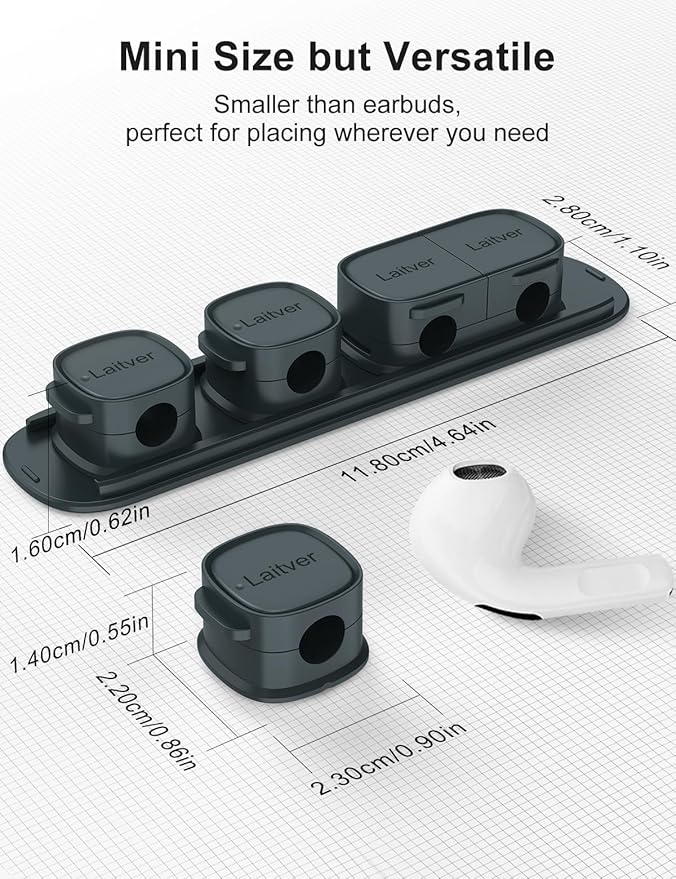 6 Pack Magnetic Cable Clips, Laitver Cord Organizer Holder Strong Adhesive Desk - Image 8