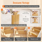 Lifewit 6" High 6 Pack Bamboo Drawer Dividers 33-42cm/13-16.5" Adjustable - Image 6