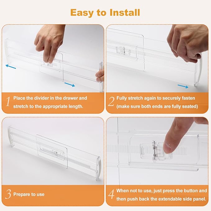 8 Pack 4" High Drawer Dividers for Clothes, 10.6"-16.9" Expandable Drawer - Image 8