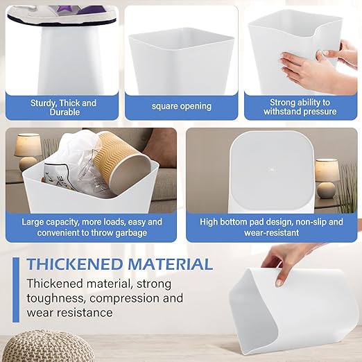 Hoolerry 9 Pieces Garbage Can 2 Gallon Small Trash Cans Bulk Bathroom Trash Bin - Image 4