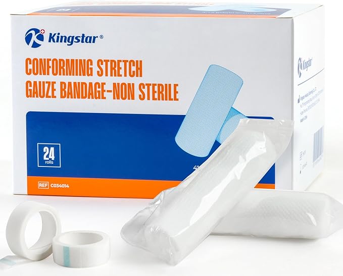 Gauze Rolls Bandages, Conforming Stretch Gauze Bandage 4 Inch, 24 Rolls by Kingstar