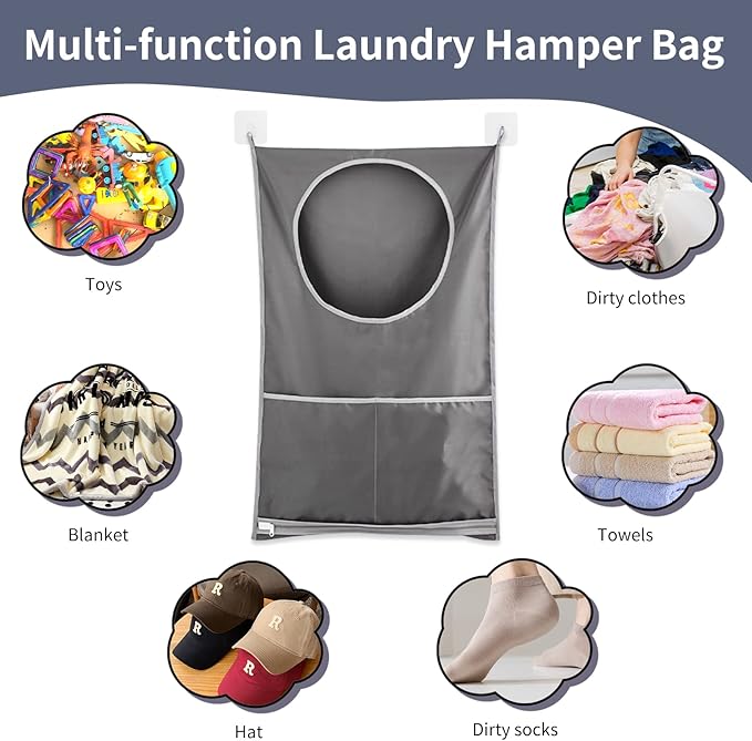 Hanging Laundry Hamper, Over The Door Laundry Hamper, Hanging Laundry Bag - Image 4