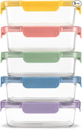 Ello Color Lock 3.4 Cup 10PC, 5 Pack Glass Meal Prep Sets Leak-Proof Glass Food by Ello
