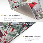 Red Bird Dish Drying Mat Merry Christmas Dishes Pad Absorbent Fast Dry Dish - Image 3