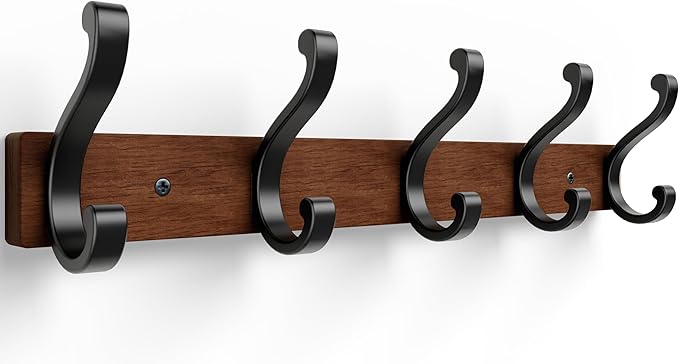 Wood Coat Rack Wall Mounted, Natural Wood Plank by Jasopaco