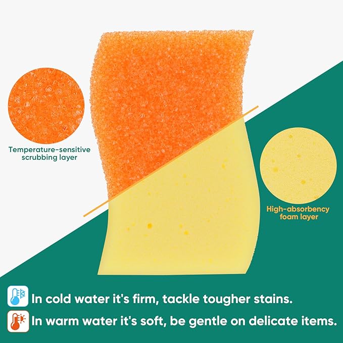 Scrub Sponge, 8 Pack Dual-Sided Temperature-Responsive Scrubber - Image 3