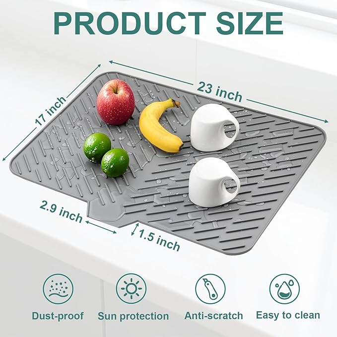 Silicone Dish Drying Mat 23x17 Multiple Usage, Easy clean, Eco-friendly - Image 3