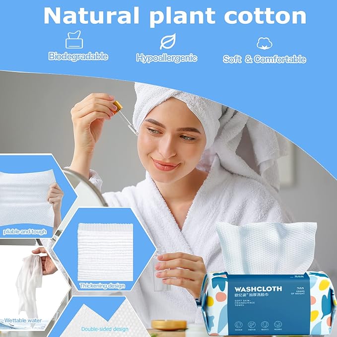 300 Count Disposable Face Towel, Thickening Ultra Soft Washcloths, Facial - Image 6