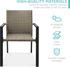 Best Choice Products Set of 2 Stackable Outdoor Wicker Dining Chairs All-Weather Firepit Armchair w/Armrests, Steel Frame for Patio, Deck, Garden, Yard - Taupe - Image 3