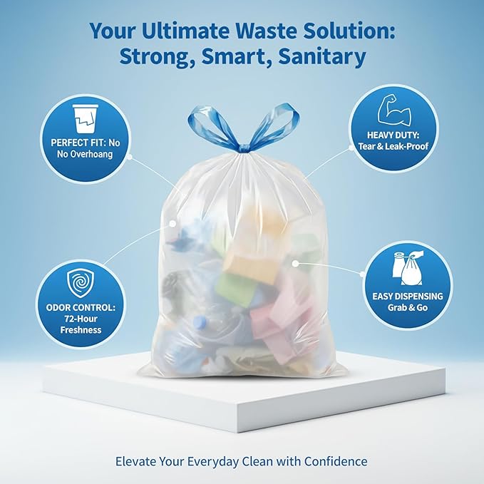 150 Count 2 Gallon Trash Bags Drawstring - Image 5