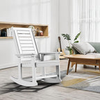 GREENVINES Outdoor Rocking Chairs | Set of 4 | Porch Rocker | HDPE Plastic | White | Oversized Rockers | High Back | Big & Tall | Ladder Back | for Patio Outside Backyard Balcony Garden - Image 5