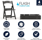 Flash Furniture Hercules Series Folding Chairs for Weddings and Formal Events, Stackable Commercial Event Seats with 1,000-lb. Static Weight Capacity, Set of 4, Black - Image 4