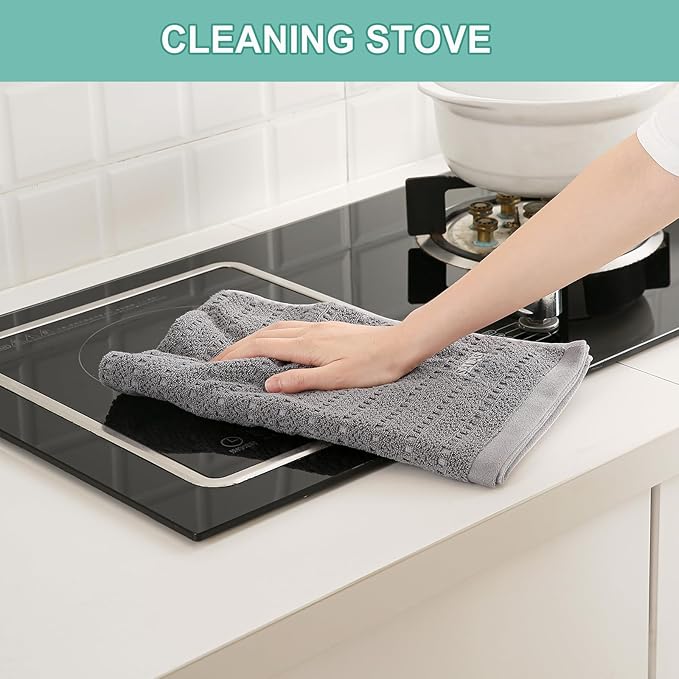 SALAS Kitchen Dish Towels, Bulk Cotton Kitchen Hand Towels, 390 GMS Plaid Dish - Image 5