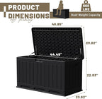 JUMMICO 90 Gallon Waterproof Resin Deck Box, Double Wall Outdoor Storage Box with Lockable Lid for Garden Tools, Patio Cushions, Pools (Black) - Image 3