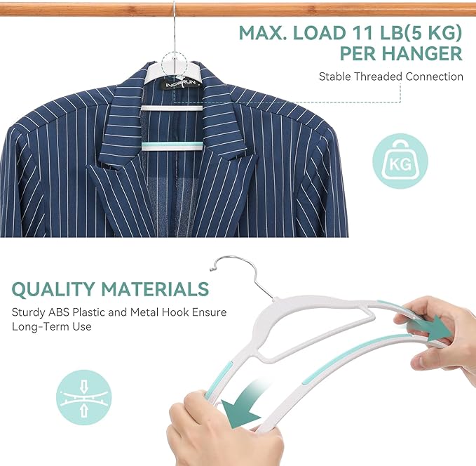 Pack of 30 Coat Hangers, Space-Saving Plastic Clothes Hangers, 0.2 Inches Slim - Image 5