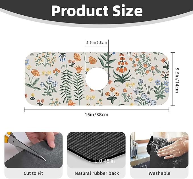 2Pcs Dish Drying Mats Faucet Mats Sets Large Size Coffee Mats Sink Faucet Mat - Image 6