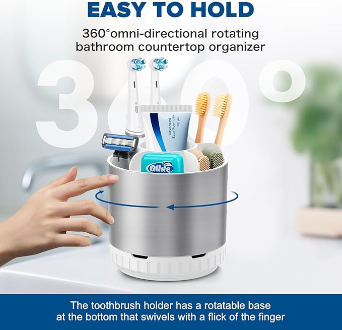 Silver Toothbrush Holders for Bathrooms Countertop Organizer - Image 3