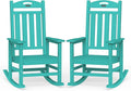 Oversized Outdoor Rocking Chair Set of 2, HDPE All-Weather Patio Rocking Chairs, High Back Outdoor Rocker for Porch, Patio, Lake Blue by Suunyn