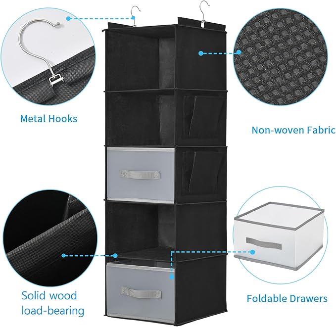 5-layer suspended fabric shelf organizer, equipped - Image 4